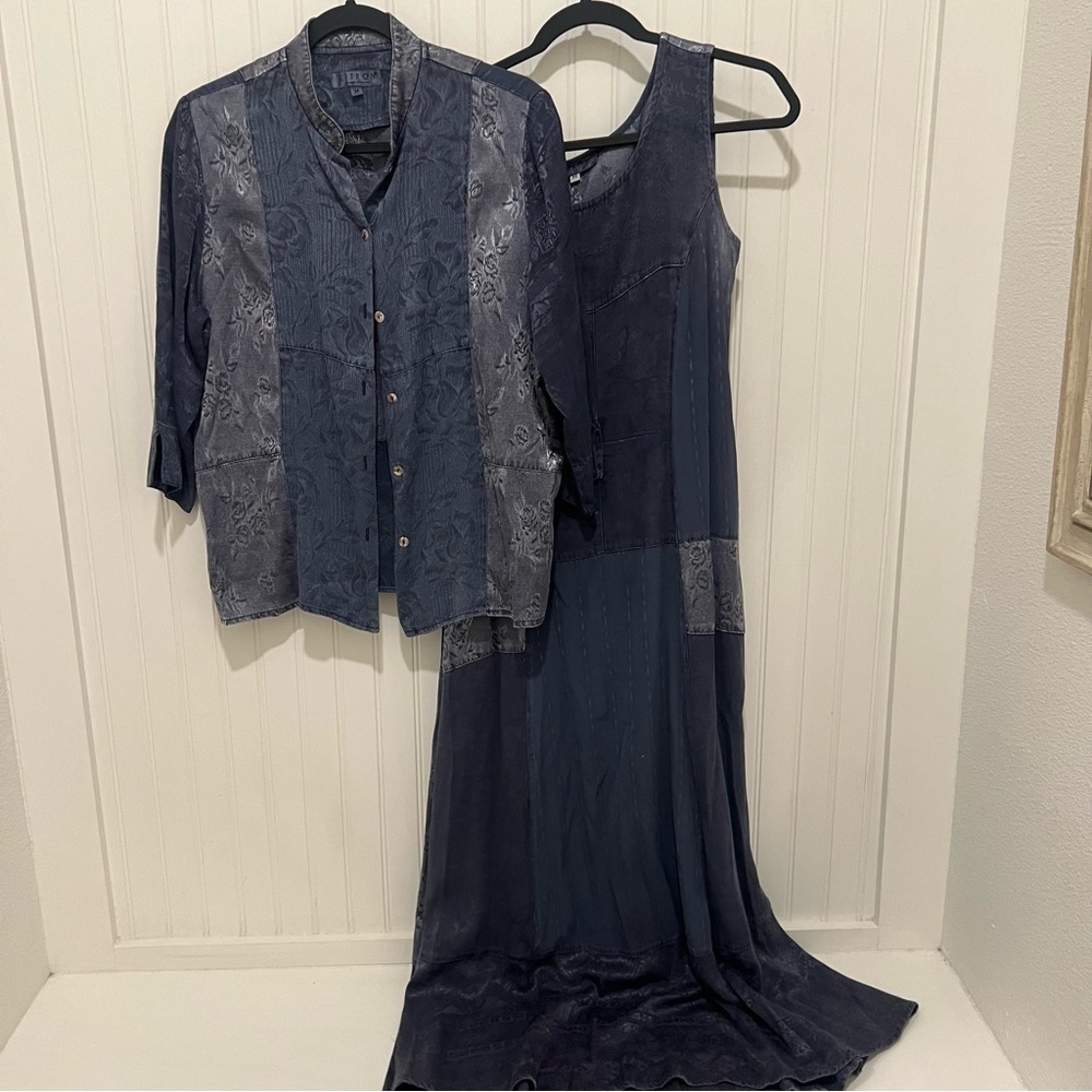 Citron Santa Monica Dark Blue Patchwork Maxi Dress and Top